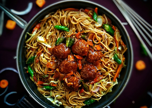 Manchurian Veg. Chow Mein Noodles